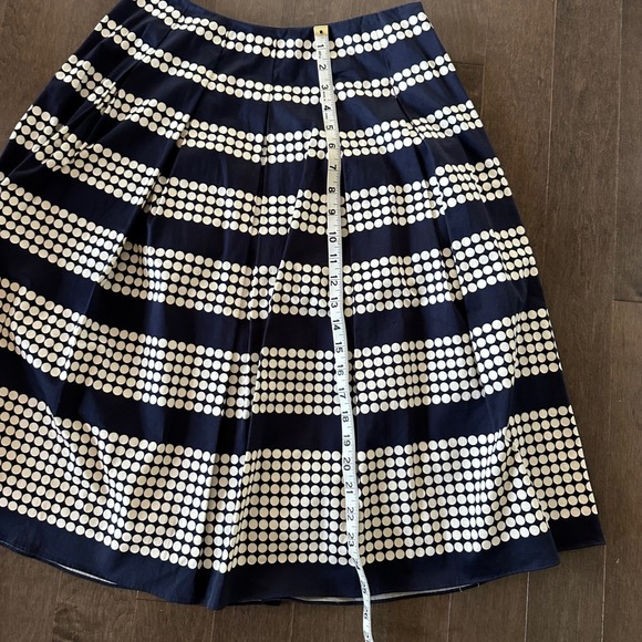 Talbots Midi Pleated Skirt Polka Dot Stripped Preppy Coastal Navy White 2 - Picture 4 of 8